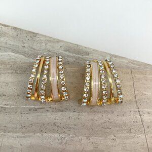 NEW~ Anthropologie Rhinestone Multi Hoop Enamel Post Earrings